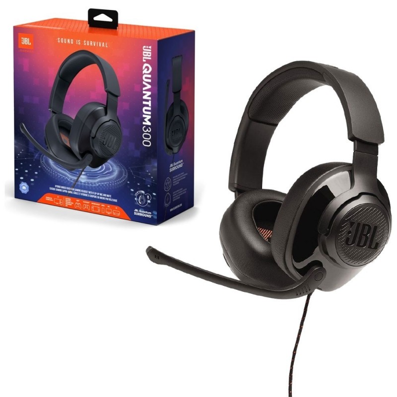 JBL QUANTUM 300 Wired Over-Ear Gaming Headphones Quantum Surround Black