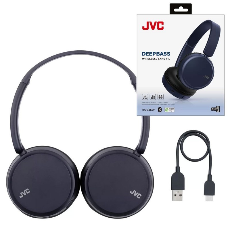 JVC DEEPBASS WIRELESS On-Ear Bluetooth Headphones HA-S36W-AU | BLUE