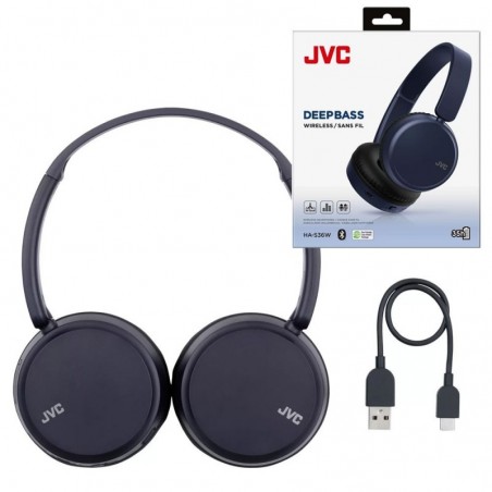 Discover JVC Cuffie DEEPBASS WIRELESS On-Ear Bluetooth HA-S36W-B-U | BLU details