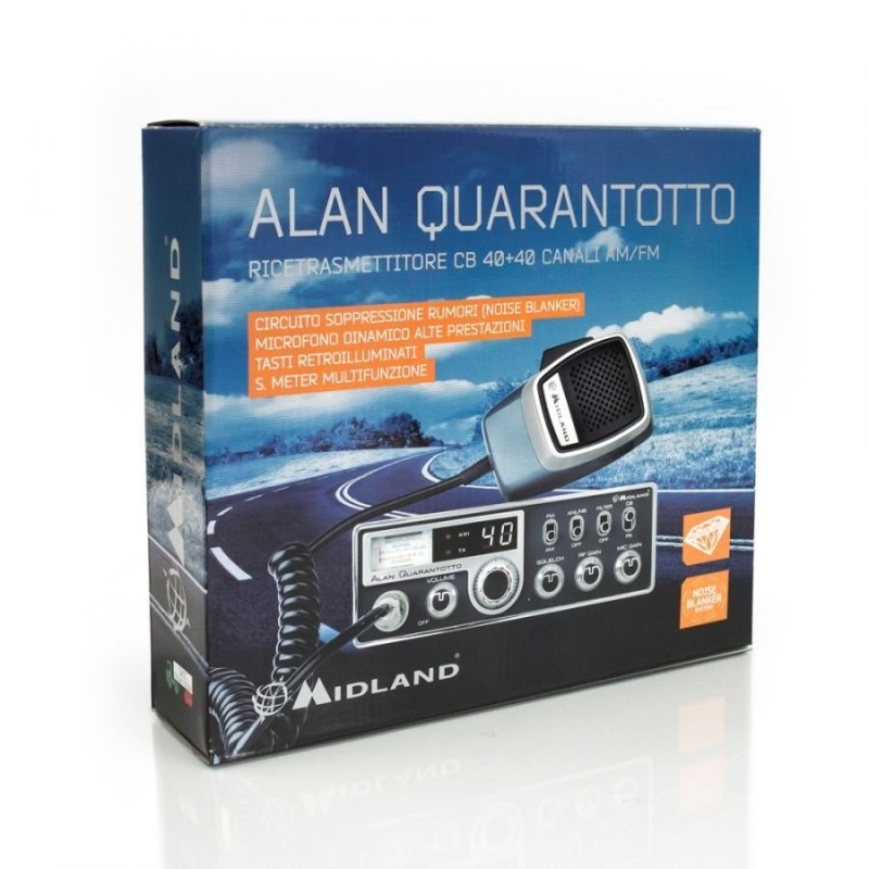 MIDLAND ALAN 48 Quarantotto Radio CB Ricetrasmittente Veicolare 40 Can. AM/FM RICONDIZIONATO