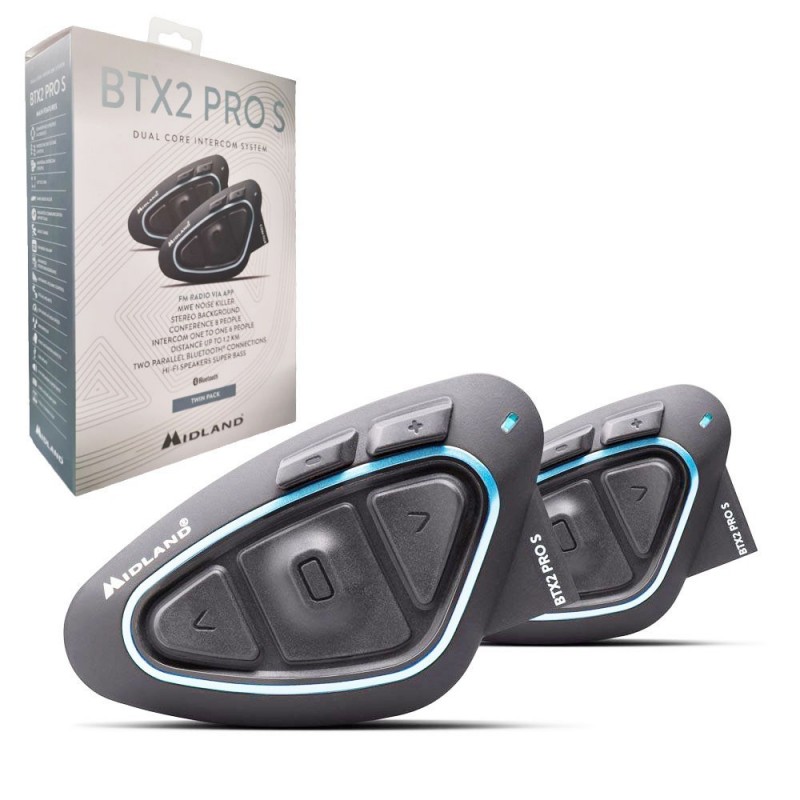 MIDLAND BTX2 PRO S Double Motorcycle Bluetooth Intercom Helmet Headset Twin Pack MIDLAND BTX2 PRO S Double Motorcycle Bluetooth Intercom Helmet Headset Twin Pack