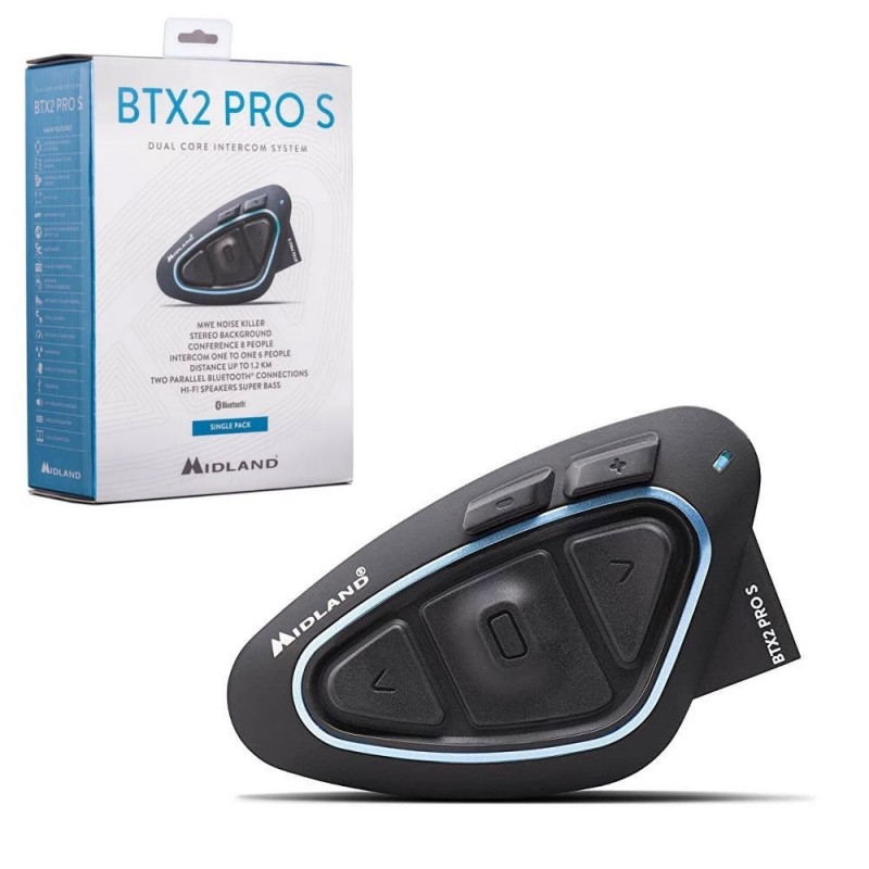 MIDLAND BTX2 PRO S Single Motorcycle Bluetooth Intercom Helmet Headset Single Pack MIDLAND BTX2 PRO S Single Motorcycle Bluetooth Intercom Helmet Headset Single Pack