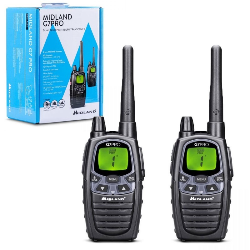 MIDLAND G7 PRO TWIN PACK PORTABLE RADIO WALKIE TALKIE LPD/PMR