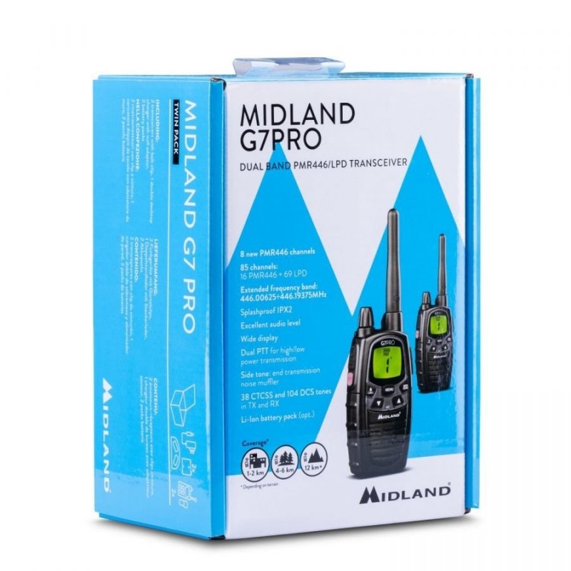 MIDLAND G7 PRO TWIN PACK PORTABLE RADIO WALKIE TALKIE LPD/PMR