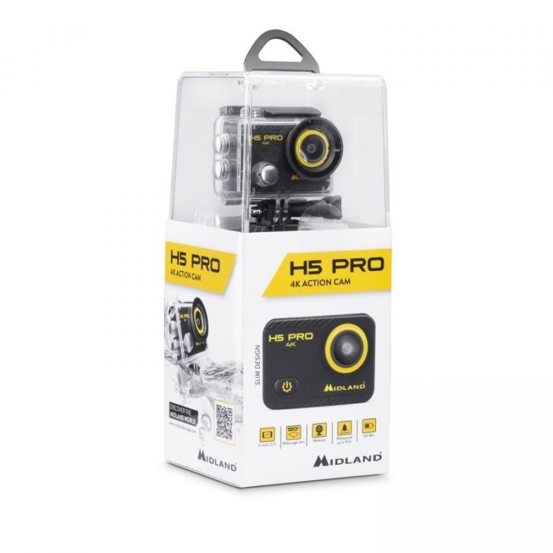 MIDLAND H5 PRO ACTION CAM 4K WI-FI Videocamera con Custodia Waterproof 30MT Accessori Inclusi