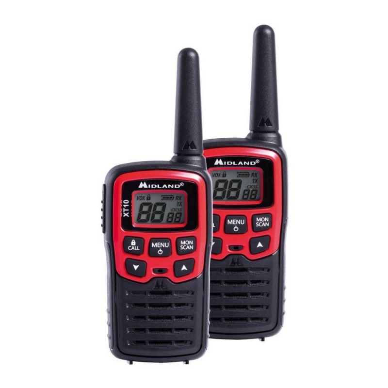 Midland XT10 Doppio Walkie Talkie Radio Ricetrasmettitori | Nero e Rosso Midland XT10 Doppio Walkie Talkie Radio Ricetrasmettitori | Nero e Rosso