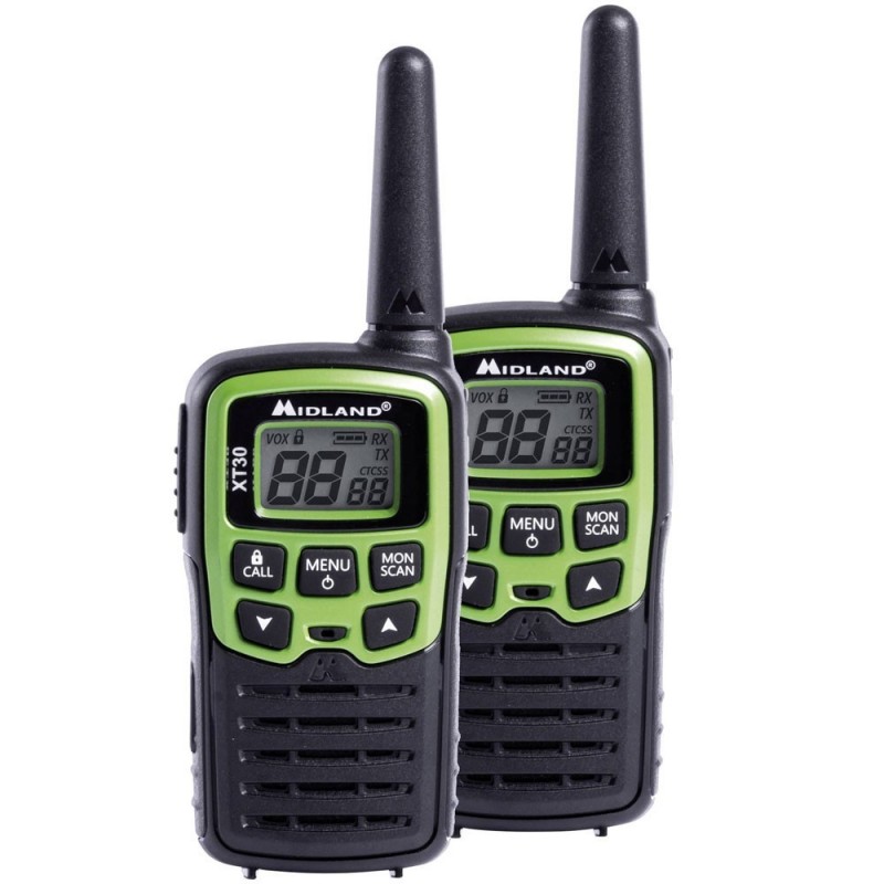 Midland XT30 Dual Band Walkie Talkie Radio Transceiver | Black and Green Midland XT30 Dual Band Walkie Talkie Radio Transceiver | Black and Green