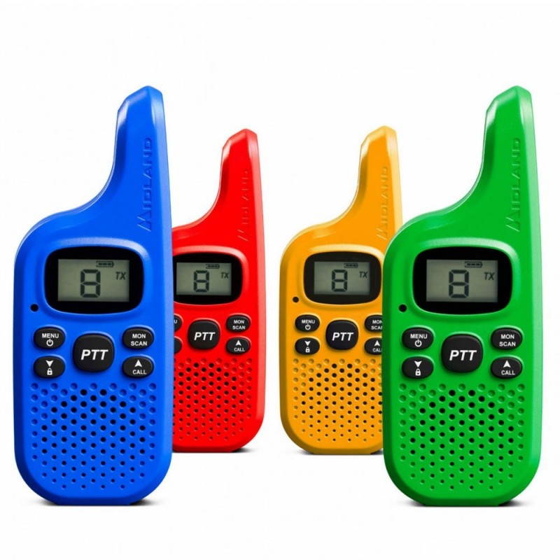 Midland XT5 4-Way Radio Walkie Talkie Transceivers | Light Blue - Red - Blue - Green Midland XT5 4-Way Radio Walkie Talkie Transceivers | Light Blue - Red - Blue - Green