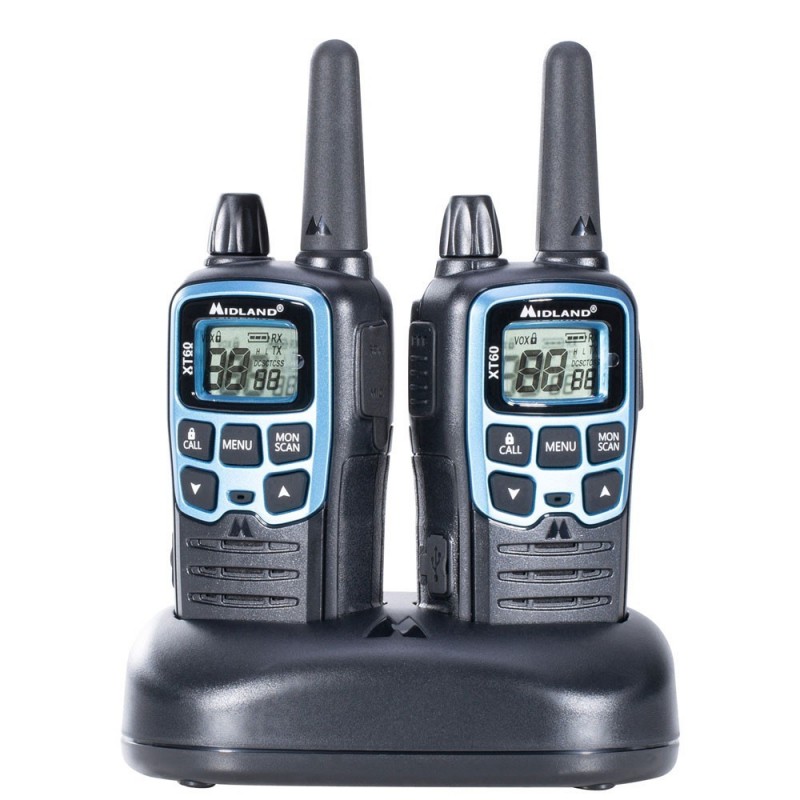 Midland XT60 Dual Band Walkie Talkie Radio Transceiver | Black and Blue Midland XT60 Dual Band Walkie Talkie Radio Transceiver | Black and Blue