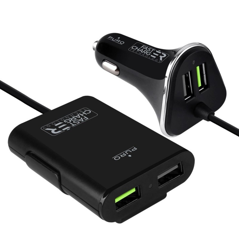 Pure Car Charger Fast 2 Usb + Hub 2 USB ports 6.8A Black