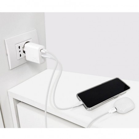 Puro 25W USB-C + USB-A Fast Charger Power Delivery | White