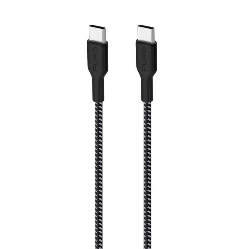 Puro Cavo in Tessuto con Kevlar ULTRA STRONG da USB-C a USB-C 2.0 - 30W - 480MBps - 2mt | Nero