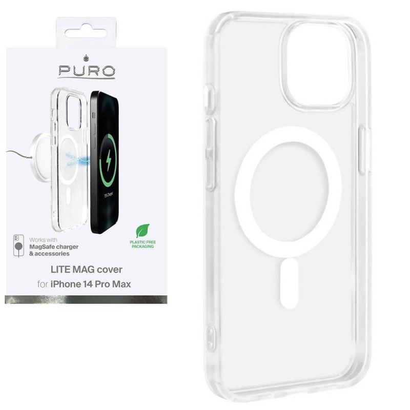 Puro Custodia in TPU con magneti integrati ''LITE MAG COVER'' per iPhone 14 Pro Max | Trasparente