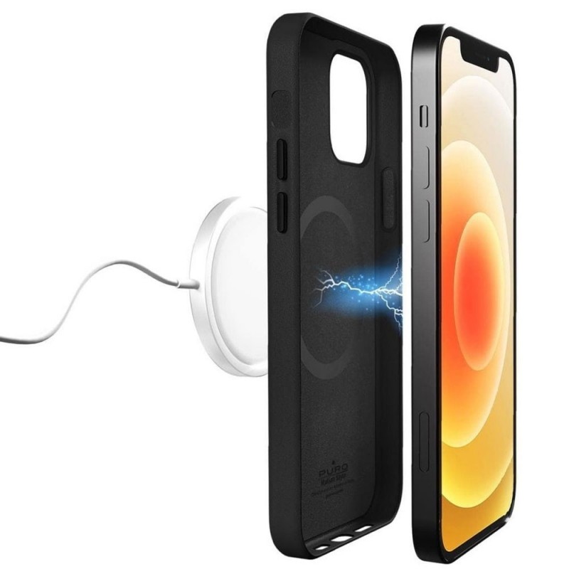 Puro 'SKY MAG' Leather-Effect MagSafe Case Made for Apple For iPhone 12 Pro Max Black