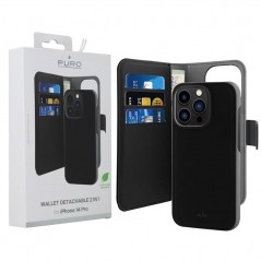Acquista Puro Wallet Detachable 2 in 1 Custodia Flip Orizz. + Cover Magnetica Per iPhone 14 Pro | Nero in vendita