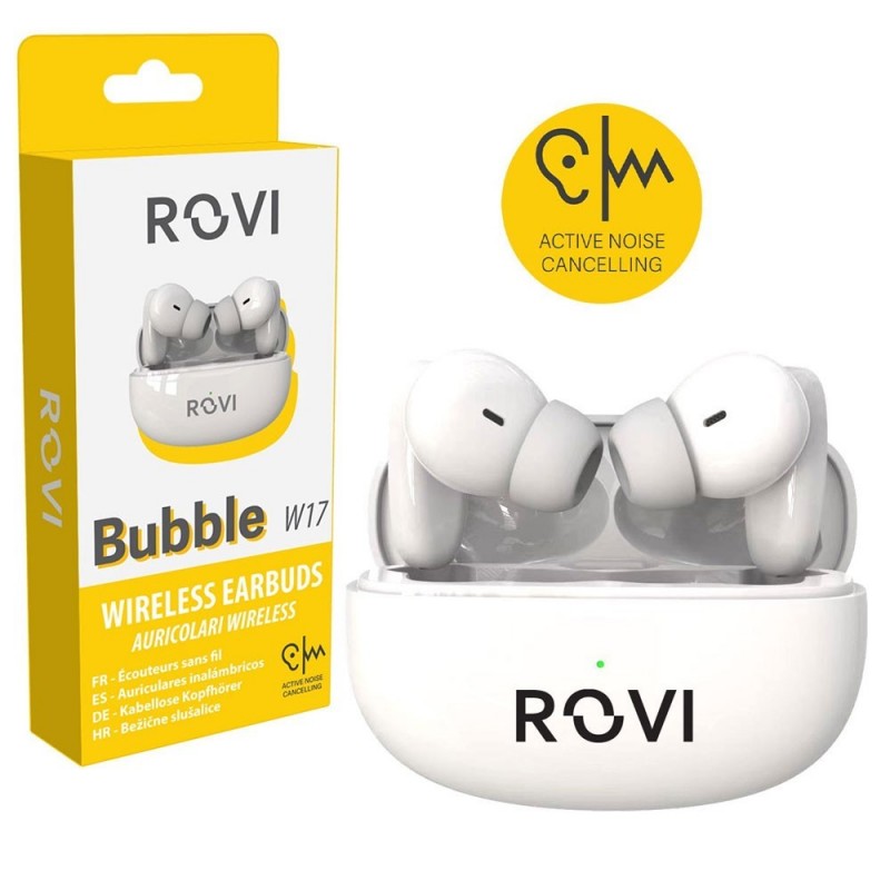 Rovi W17 BUBBLE True Wireless Bluetooth Headset with Noise Canceling White