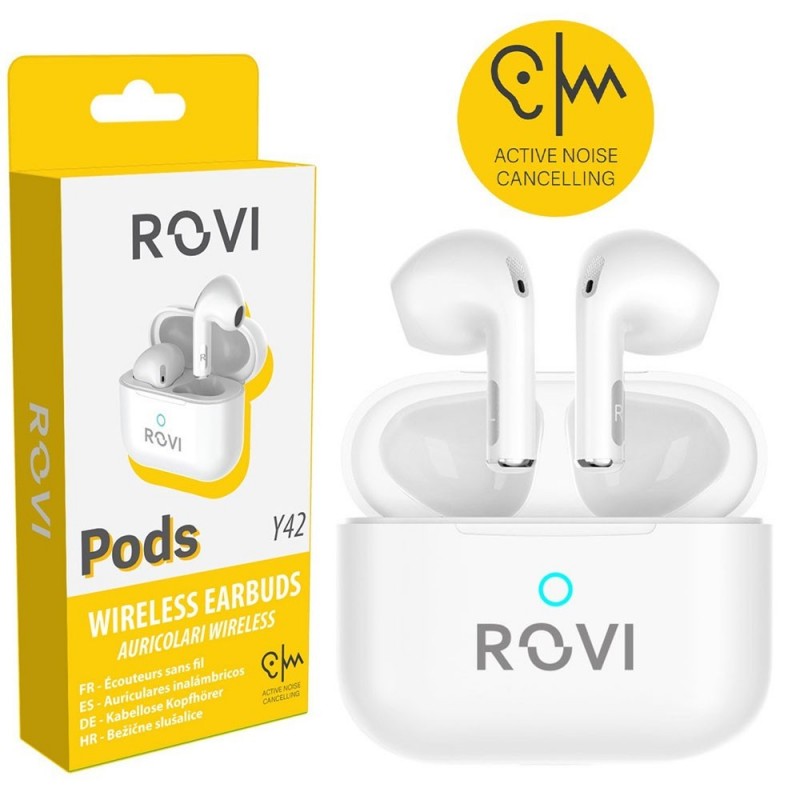 Rovi Y42 PODS True Wireless Bluetooth Earphones with Noise Cancelling White