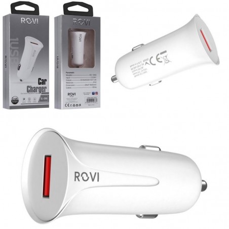 Buy Rovi Auro 1 USB Port Car Charger 2.4A Qualcomm 3.0 | White online