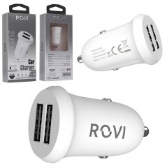 Discover Rovi Caricabatteria da Auto 2 porte USB Car Charger 2.4A | Bianco details