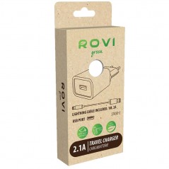Rovi Travel Charger Kit ST450L USB-A Charger + 2.1A USB-A to Lightning Cable | White