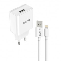Immagine prodotto Rovi Travel Charger Kit ST450L Caricabatteria USB-A + Cavo da USB-A a Lightning 2.1A | Bianco