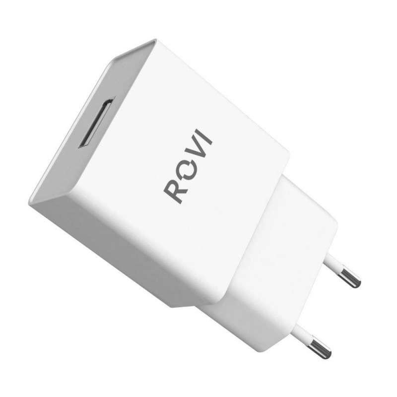 Rovi Caricabatterie 1 porta USB Adattatore Travel Charger 2.4A USB | Bianco