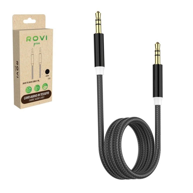 ROVI Y09 Fabric Aux Audio Cable 3.5mm Jack Male/Male 100cm