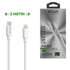 Scopri Rovi Elegant Cavo 2 Metri da Type-c a Lightning in PVC Ultra Resistente SA10CL 3A | Bianco in dettaglio