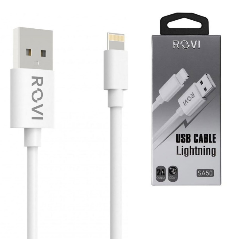  Rovi Elegant USB-A to Lightning Charging Cable in PVC SA50 1m 2A | White