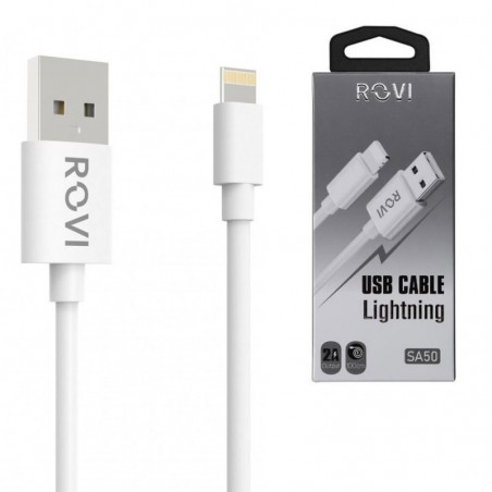 Discover Rovi Elegant Lightning PVC Charging Cable SA50 1mt 2A | White details