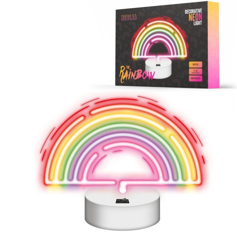 ROVI Forever Light Neon Lamp Decorative LED Light USB Plug with Base | Rainbow ROVI Forever Light Neon Lamp Decorative LED Light USB Plug with Base | Rainbow