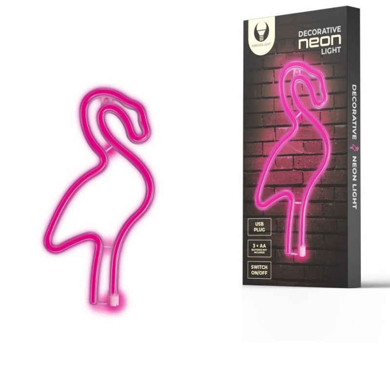 ROVI Forever Light Neon Lamp Decorative LED Light USB PLUG Switch On-Off | Flamingo