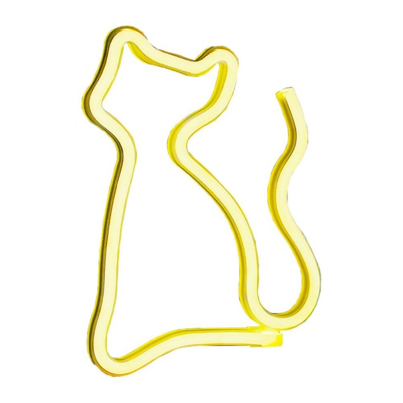 ROVI Forever Light Lampada Neon Luce Led Decorativo USB PLUG Switch On-Off | Gatto Giallo