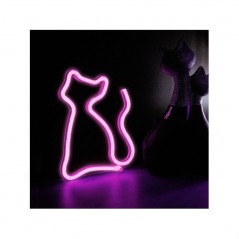 ROVI Forever Light Neon Lamp Decorative LED Light USB PLUG Switch On-Off | Pink Cat