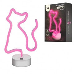 Compra ROVI Forever Light Lampada Neon Luce Led Decorativo USB PLUG Switch On-Off con Base | Gatto Rosa online