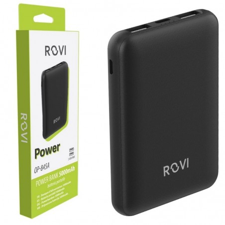 Buy ROVI POWER BANK OP-845A 5000MAH CARICABATTERIE PORTATILE 2 PORTE USB 1 USB-C | NERO online