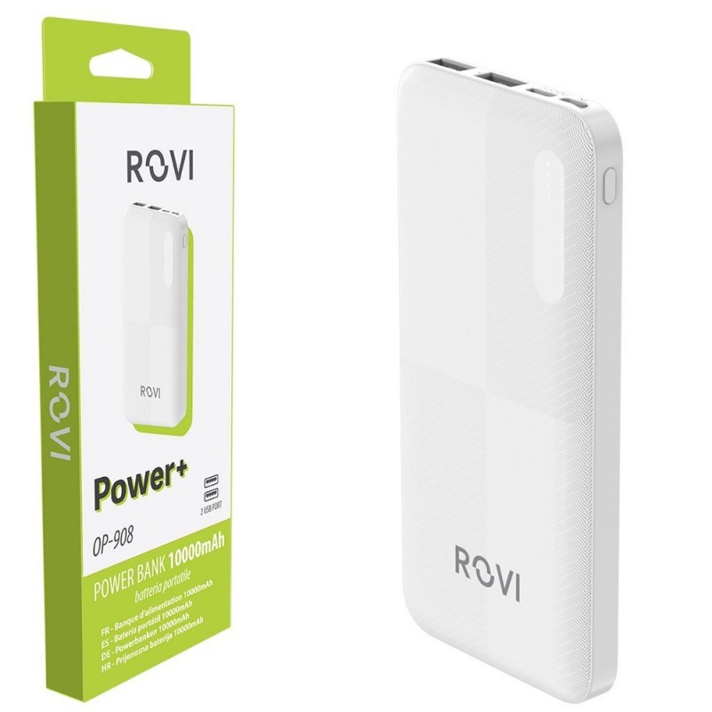 ROVI Power Bank OP-908 10000MAH Caricabatterie Portatile 2 Porte USB-A - 1 USB-C - 1 Micro Usb | Bianco ROVI Power Bank OP-908 10000MAH Caricabatterie Portatile 2 Porte USB-A - 1 USB-C - 1 Micro Usb | Bianco