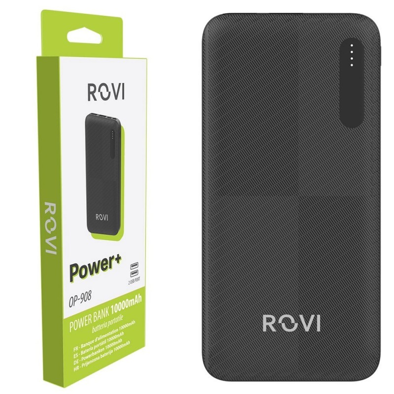 ROVI Power Bank OP-908 10000MAH Caricabatterie Portatile 2 Porte USB-A - 1 USB-C - 1 Micro Usb | Nero ROVI Power Bank OP-908 10000MAH Caricabatterie Portatile 2 Porte USB-A - 1 USB-C - 1 Micro Usb | Nero