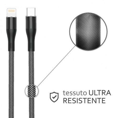 Product image Rovi Sport SA41I Cavo di Ricarica in Nylon da Lightning a USB-C 1mt 3A | Nero