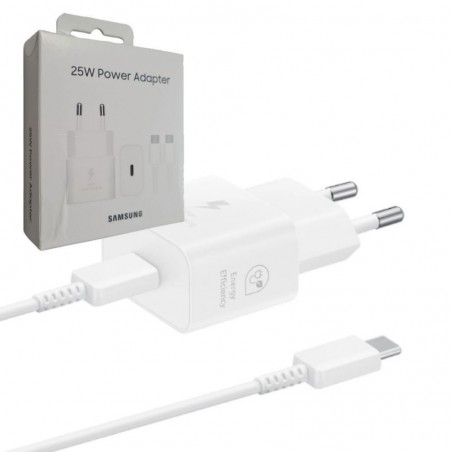 Compra Samsung Adattatore USB-C EP-T2510XWEG Caricabatteria Ultra Fast 25W + Cavo Type-C Blister | Bianco online