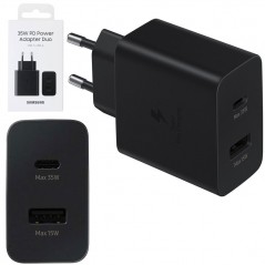 Samsung Samsung USB-C Adapter USB-A 35W EP-TA220NBEG Duo Charger | Black for sale