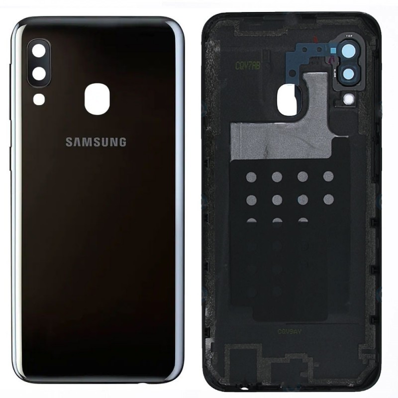 Samsung Back Cover Originale Service Pack con Camera Frame per Galaxy A20e SM-A202 | Nero