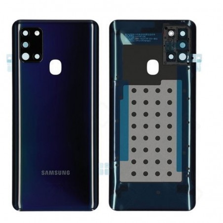 Samsung Back Cover Originale Service Pack con Camera Frame per Galaxy A21S SM-A217 | Nero