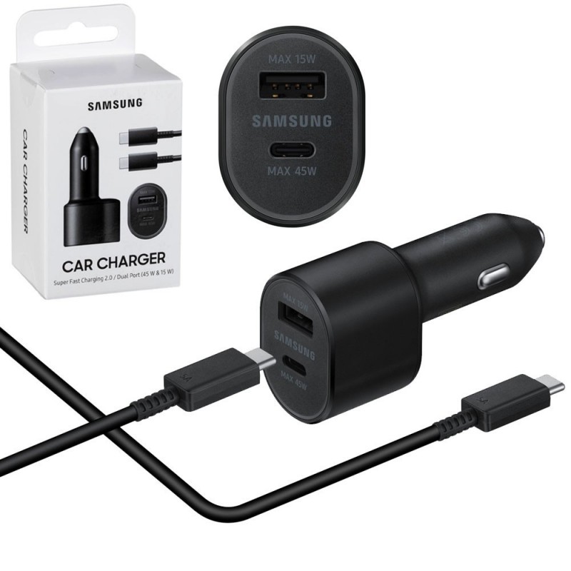 Samsung EP-L5300XBEG 45W Car Charger USB-A + USB-C + Type-C Cable | Black