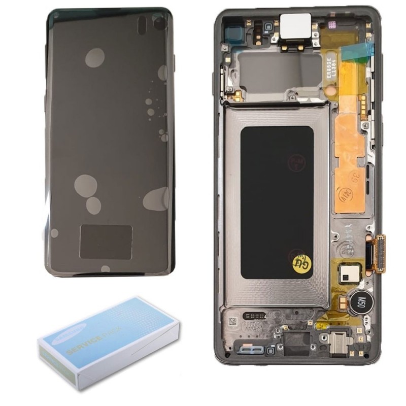 Samsung Service Pack Original LCD Display + Frame For Galaxy G973 S10 | Prism Black Black