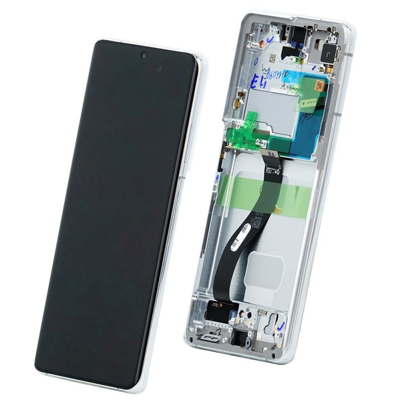 Samsung Service Pack Original LCD Display + Frame For Galaxy G998 S21 ULTRA | NO ROOM | Phantom Silver