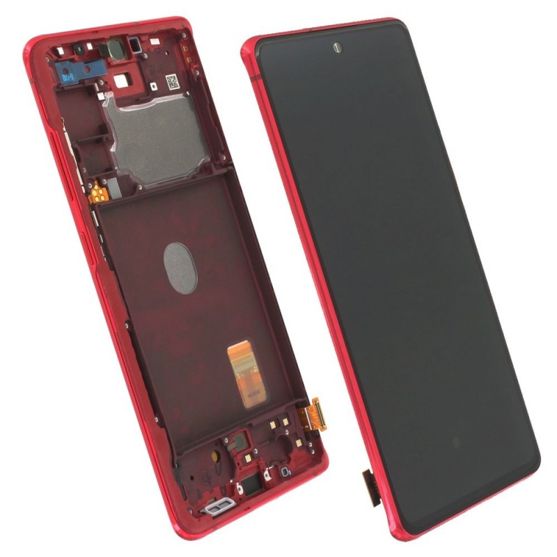 Samsung Service Pack Original LCD Display + Frame For Galaxy S20 FE G780F | Cloud Red Red | NO 5G ANTENNA