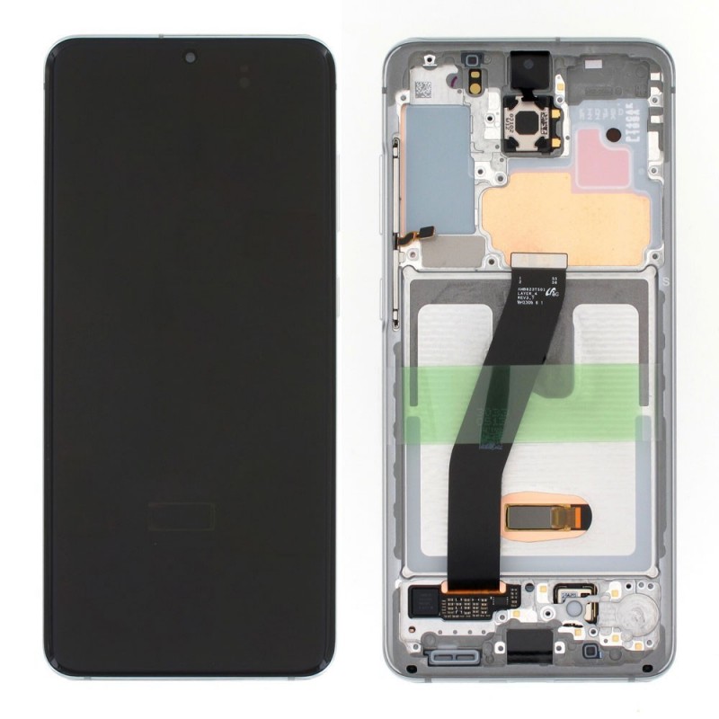 Samsung SERVICE PACK Display LCD ORIGINALE + Frame (SENZA CAMERA) Per Galaxy S20 4G G980 / 5G G981 | BIANCO
