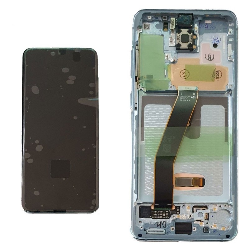 Samsung Service Pack Original LCD Display + Frame For Galaxy S20 SM-G980 - S20 5G SM-G981 | Blue