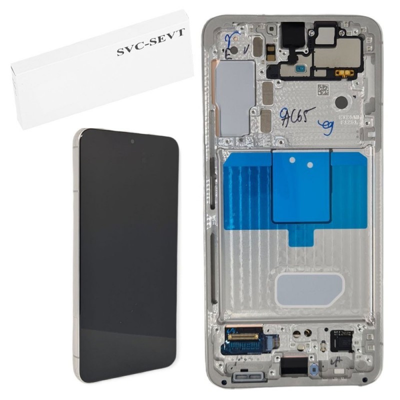 Samsung SERVICE PACK Display LCD ORIGINALE + Frame Per Galaxy S901 S22 5G | Bianco